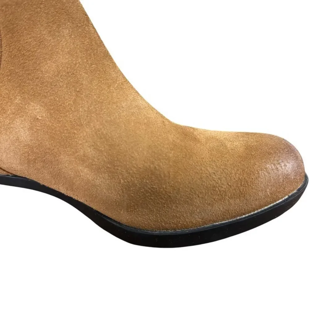 Sorel Lolla Cut Out Bootie Ankle Boots Beige Suede Leather Shoes Womens sz 7.5